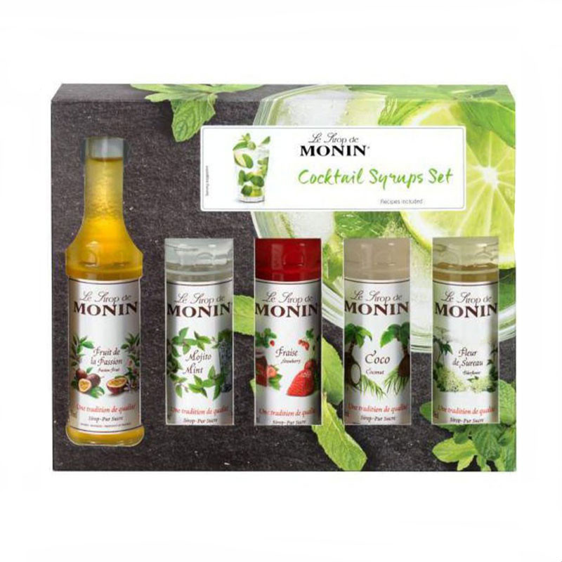 Monin Cocktail Set 5 x 50 ml pour boissons et garnitures de gâteaux