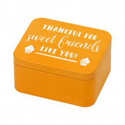 Boîte à biscuits orange "Thankful for sweet friends like you" (Merci aux doux amis comme toi)