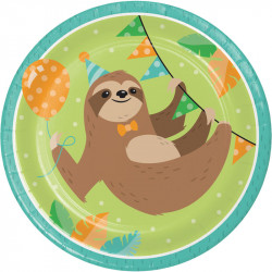 Paper plates sloth party, 8 pieces