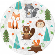 Paper plates forest animals small, 8 pieces