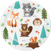 Piatti di carta Animali della foresta piccoli, 8 pezzi