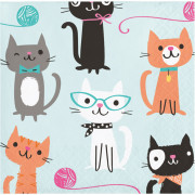 Napkins cats party small, 16 pieces