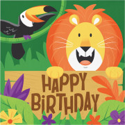 Serviettes Jungle Happy Birthday, 16 pièces