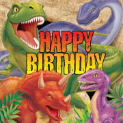 Servietten Happy Birthday Dinosaurier, 16 Stück