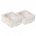 Pastry Box with window Golden Stars Large, 2 pieces