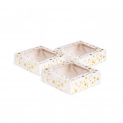 Pastry box with window Golden stars Small, 3 pieces