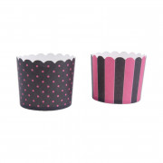 Moules à cupcakes noir & rose, 12 pièces