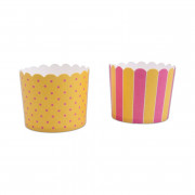 Moules à cupcakes jaune & rose, 12 pièces