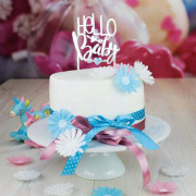 Cake Topper "Hello Baby" aspect miroir
