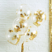 Confetti balloon gold stars, 5 pieces