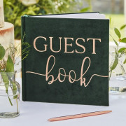 Guest book velvet look in green