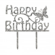  Cake Topper "Happy Birthday" Glitzer