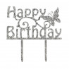Cake Topper "Happy Birthday" Glitzer