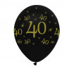 Ballon Zahl 40 Schwarz/Gold, 6 Stück