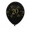 Ballon Zahl 20 Schwarz/Gold, 6 Stück