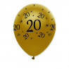 Ballon Zahl 20 Schwarz/Gold, 6 Stück