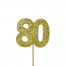 Cupcakes Topper Zahl 80 Gold, 12 Stück