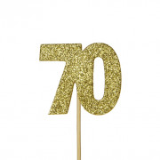 Cupcakes topper number 70 gold, 12 pieces
