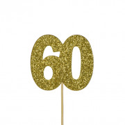 Cupcakes topper number 60 gold, 12 pieces