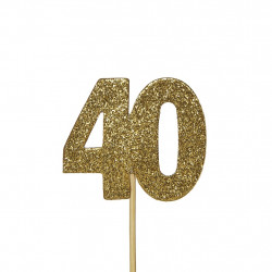 Cupcakes topper number 40 gold, 12 pieces