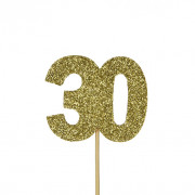 Cupcakes topper number 30 gold, 12 pieces