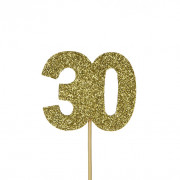 Cupcakes Topper Zahl 30 Gold, 12 Stück