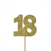 Cupcakes topper number 18 gold, 12 pieces