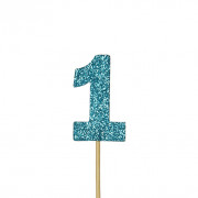 Cupcakes Topper Number 1 Blue, 12 pieces