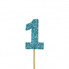 Cupcakes Topper Zahl 1 Blau, 12 Stück
