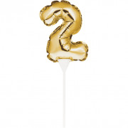 Mini Balloon Cake Topper Number 2 Gold