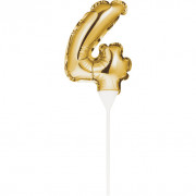 Mini Ballon Cake Topper Zahl 4 Gold