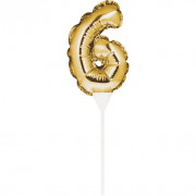 Mini Balloon Cake Topper Number 6 Gold