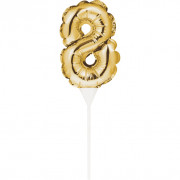 Mini Balloon Cake Topper Number 8 Gold