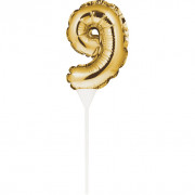 Mini Ballon Cake Topper Zahl 9 Gold