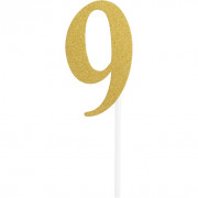 Cake Topper chiffre 9, or