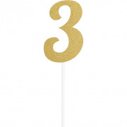 Cake Topper Number 3, Gold