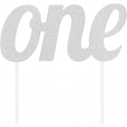 One Cake Topper Silber