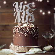 Mr & Mrs Cake Topper Silber