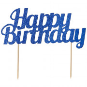 Happy Birthday Cake Topper Blau