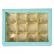 Boîte de chocolats bleu clair pour 12 chocolats