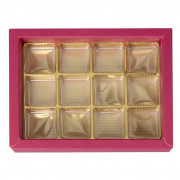 Boîte de chocolats intense rose pour 12 chocolats