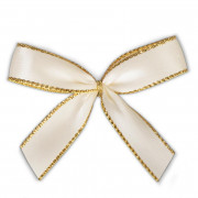 Bow with clip, cream/gold