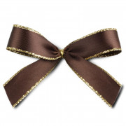 Bow with clip, brown/gold