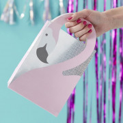 Holographic party bags flamingo, 5 pieces