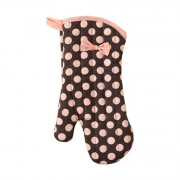 Oven Glove Brown with Pink Dots