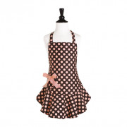 Children Apron Brown with Pink Dots