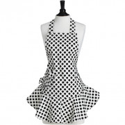 Apron White with Black Dots