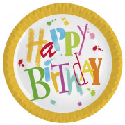 Paper plates Colorful Happy Birthday, 10 pieces