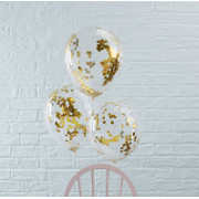 Confetti balloon gold, 5 pieces
