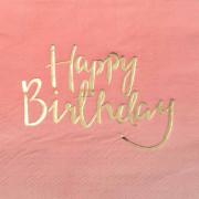 Serviettes Pink Happy Birthday, 20 pièces